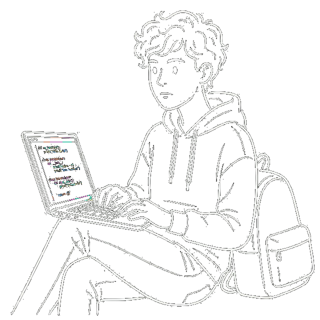 Coder Analyzing Colored Python IDE Sketch